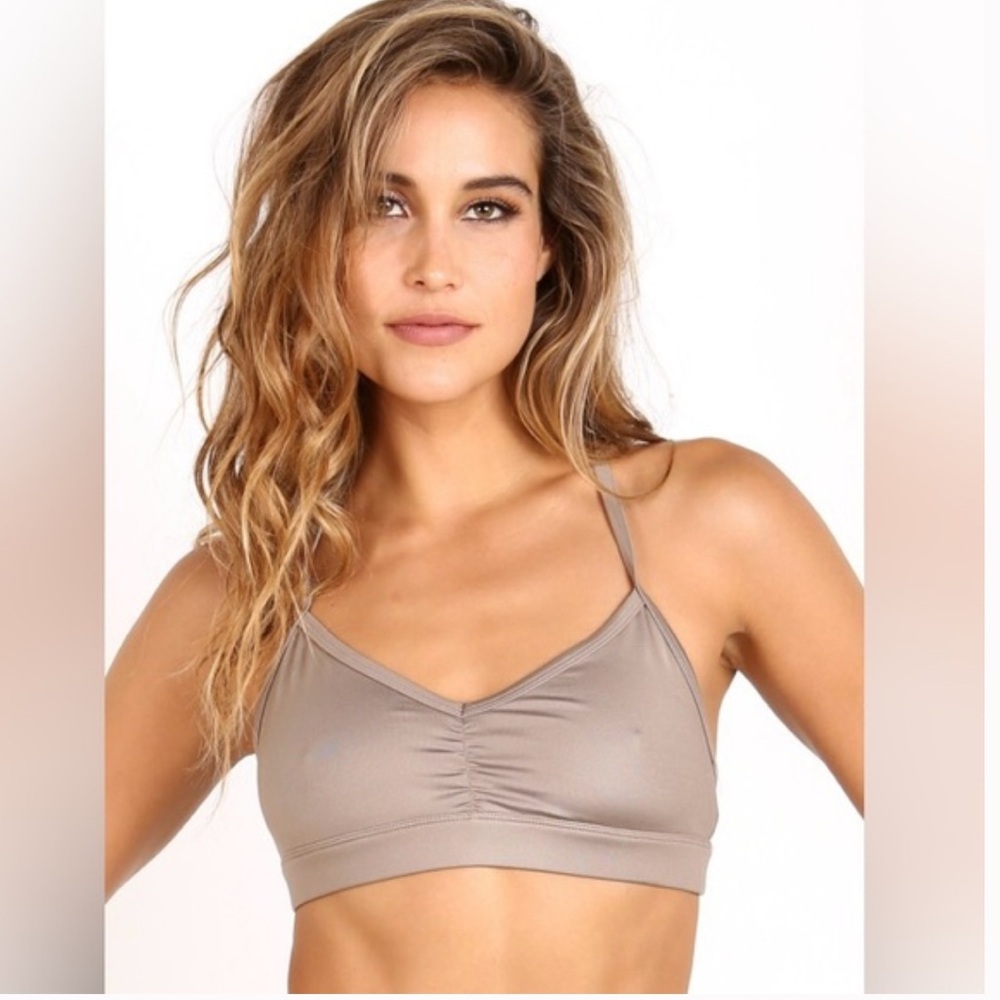 ALO Yoga Tan Seamless Bra with Spaghetti Straps